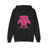 Pole Princess hoodie | Youth zip-up sweatshirt, pink bow pole dance design