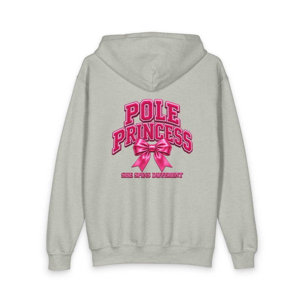 Pole Princess hoodie | Youth zip-up sweatshirt, pink bow pole dance design