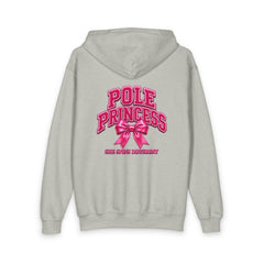 Pole Princess hoodie | Youth zip-up sweatshirt, pink bow pole dance design